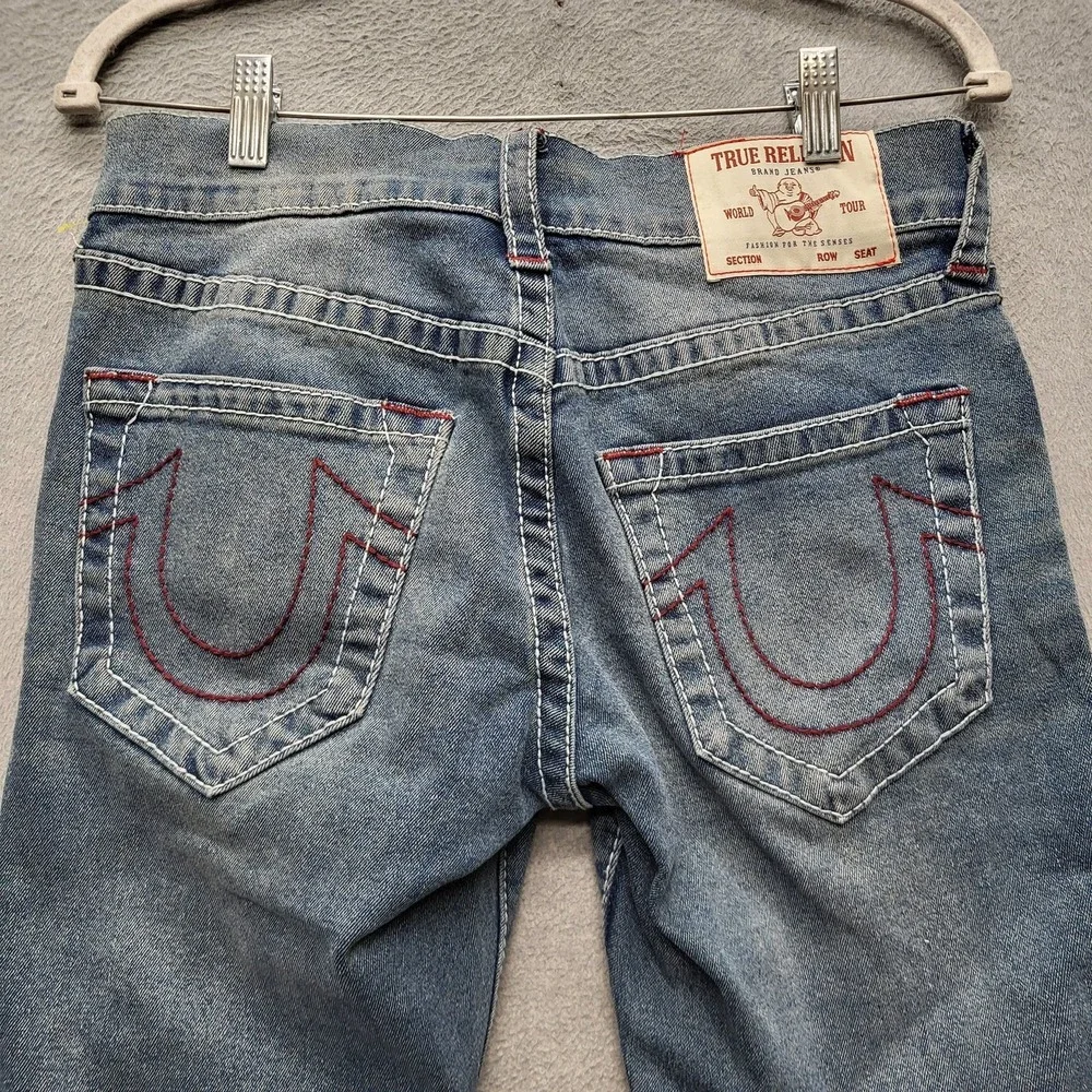 True Religion Men Jeans 30 Blue Denim Contrast‎ Stitching Embroidery Rocco